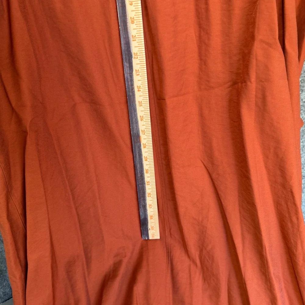 Womens Large Rust Orange Utility Coat Trench LONG Drawstring Long Rayon BBY1002 - Picture 12 of 16